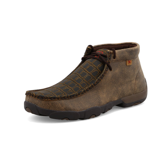 Twisted X Men's Chukka Driving Moc Caiman Print and Brown