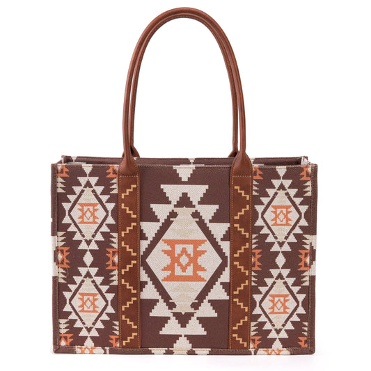 Wrangler Southwest Dual Sided Canvas Tote Coffee