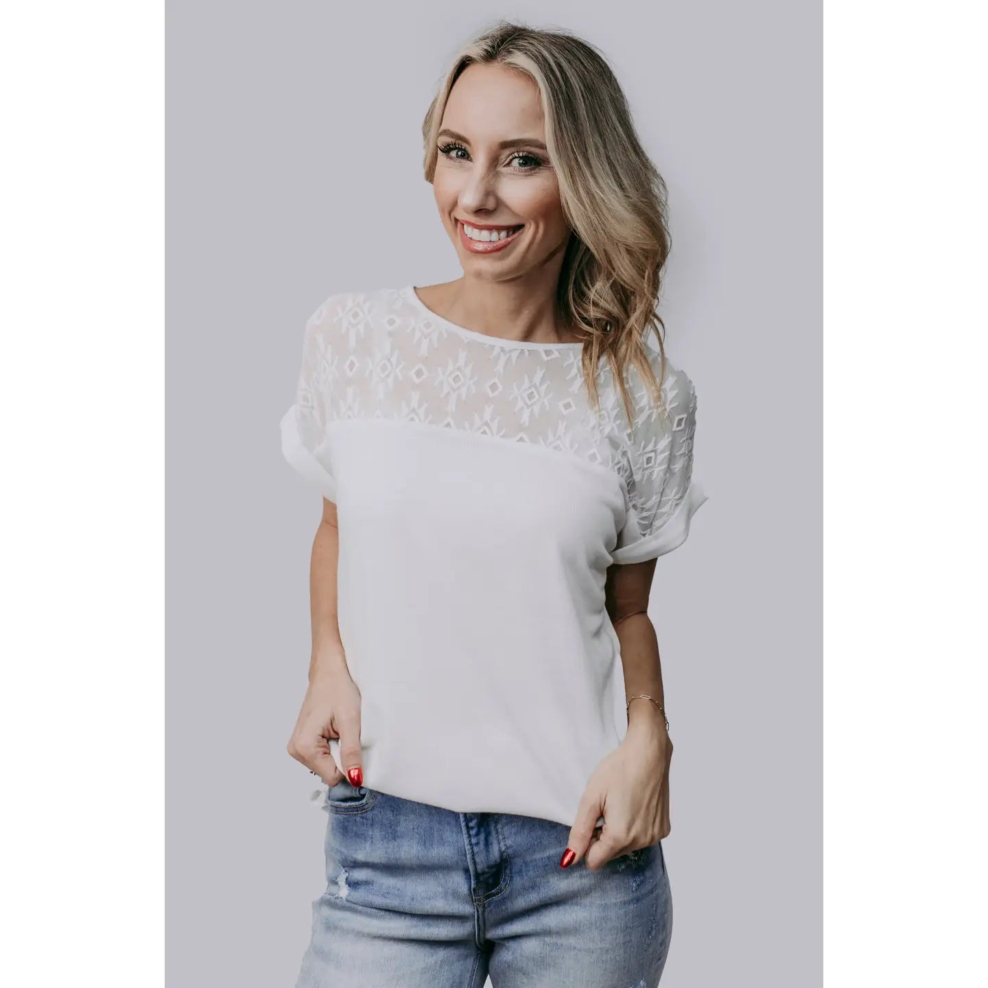 Aztec Lace Blouse White