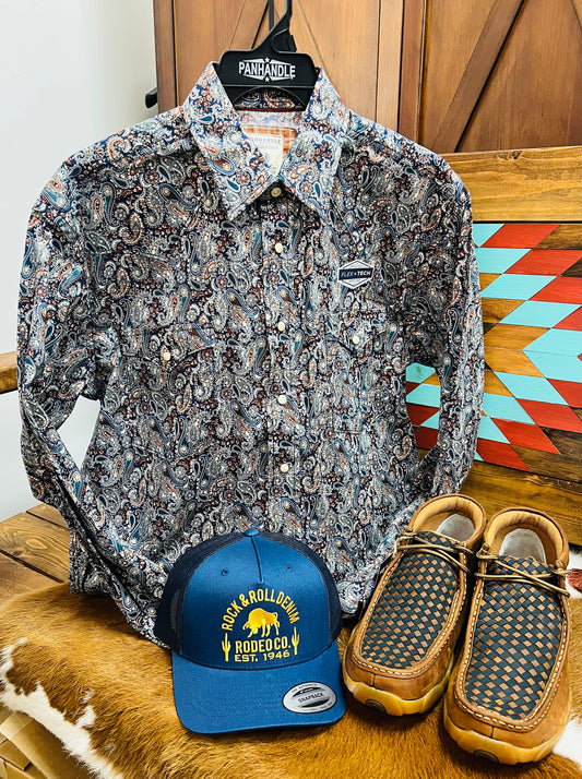 Panhandle Slim Navy Paisley Snap Shirt