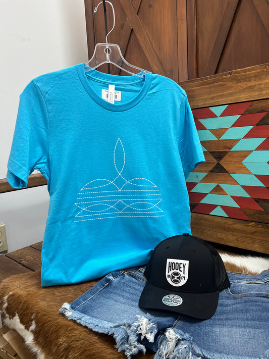 Boot Stitch Tee Turq