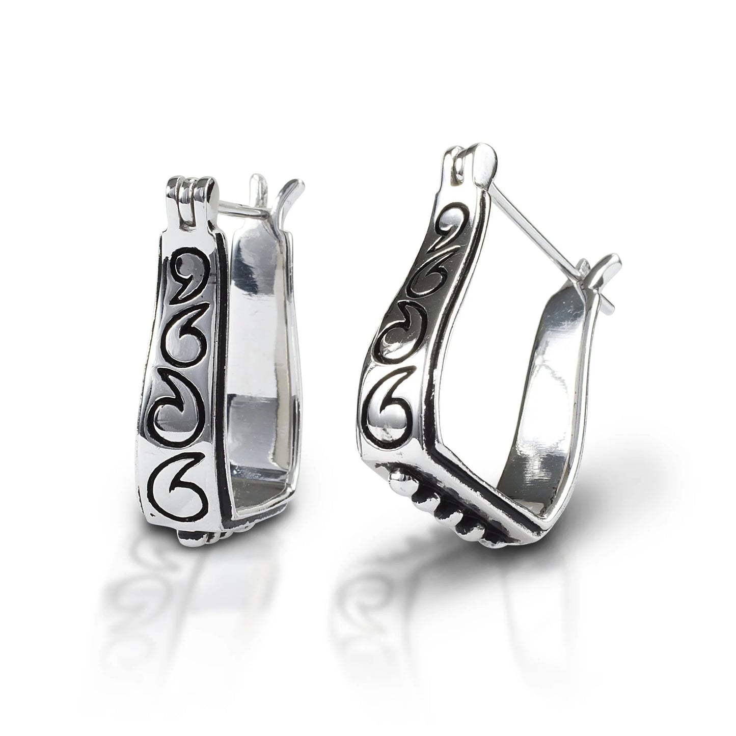 Engraved Western Stirrup Earrings