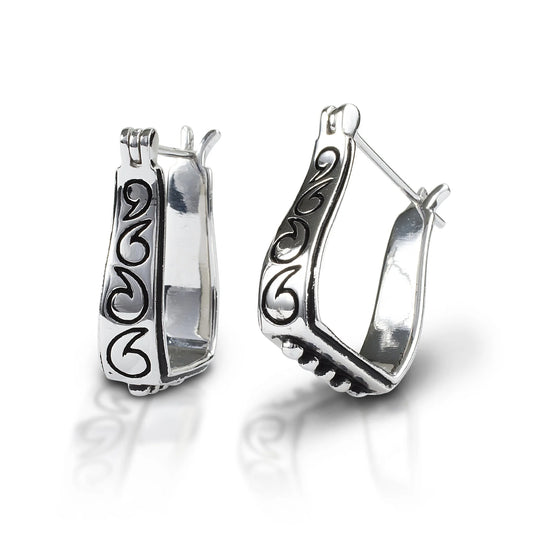 Engraved Western Stirrup Earrings