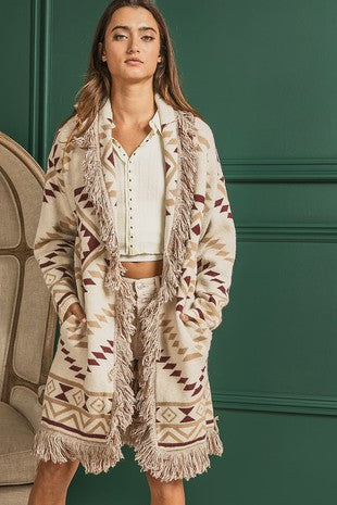 The Fresno Aztec Fringe Cardigan