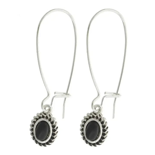 Onyx French Hoop Earrings