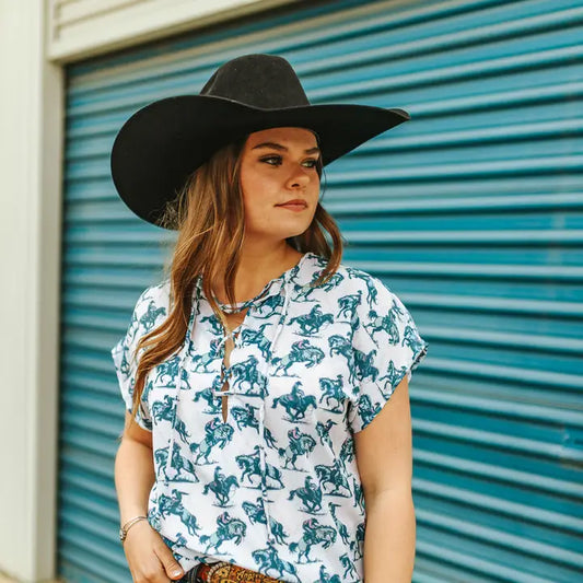 L&B Jade Cowboy Tie Front Shirt