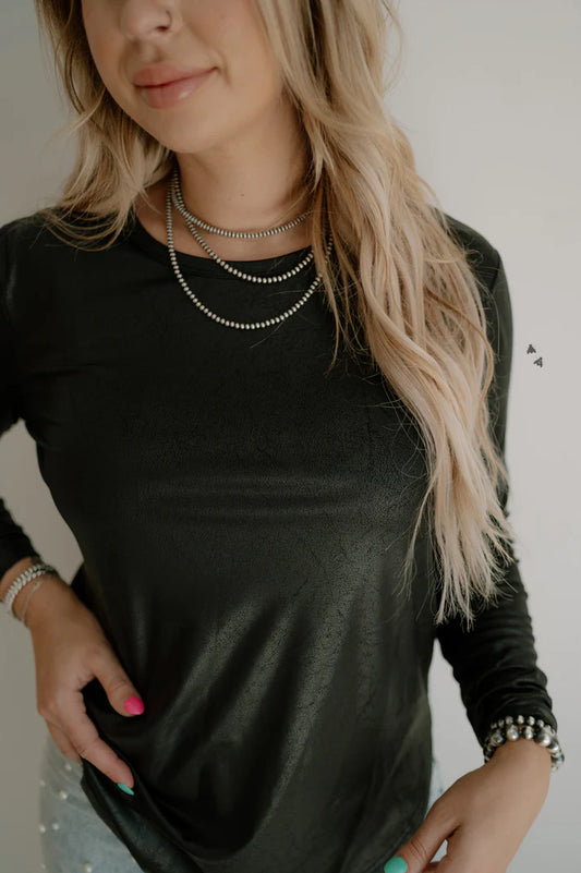 Swanky Leather L/S Top